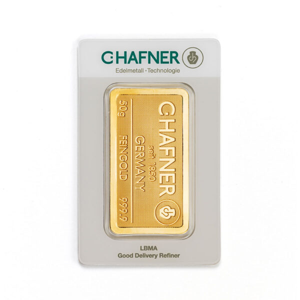50g Goldbarren 999.9 Feingold – C.Hafner | Sicher online kaufen