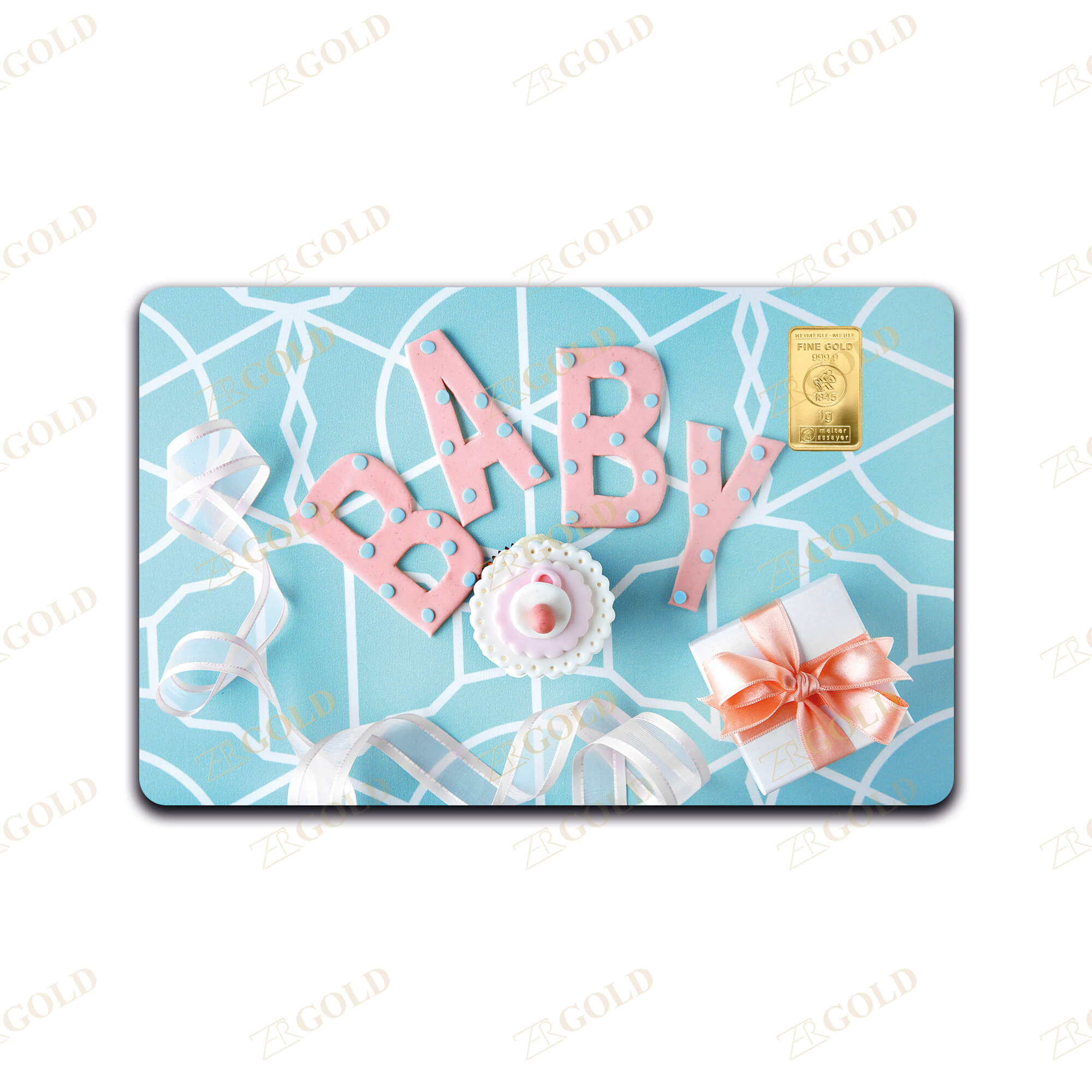 Baby1 Geschenkkarte Zur Geburt Baby (1) 1g Goldbarren (999.9 Feingold) – Bild 1