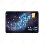 Geschenkkarte Sternzeichen "Jungfrau" 1g Goldbarren (999.9 Feingold)