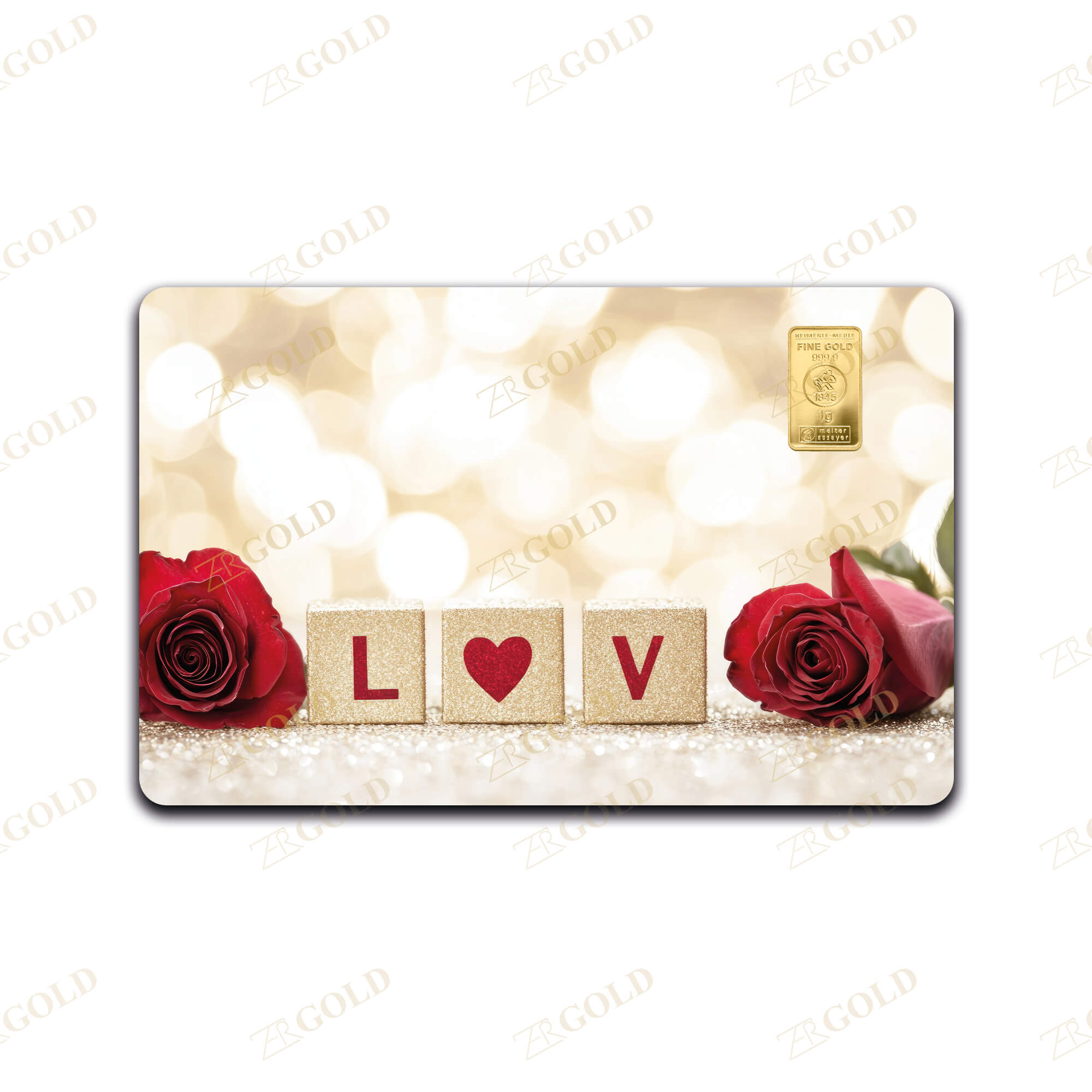 Liebe1 Geschenkkarte Liebe (2) 1g Goldbarren (999.9 Feingold) – Bild 1