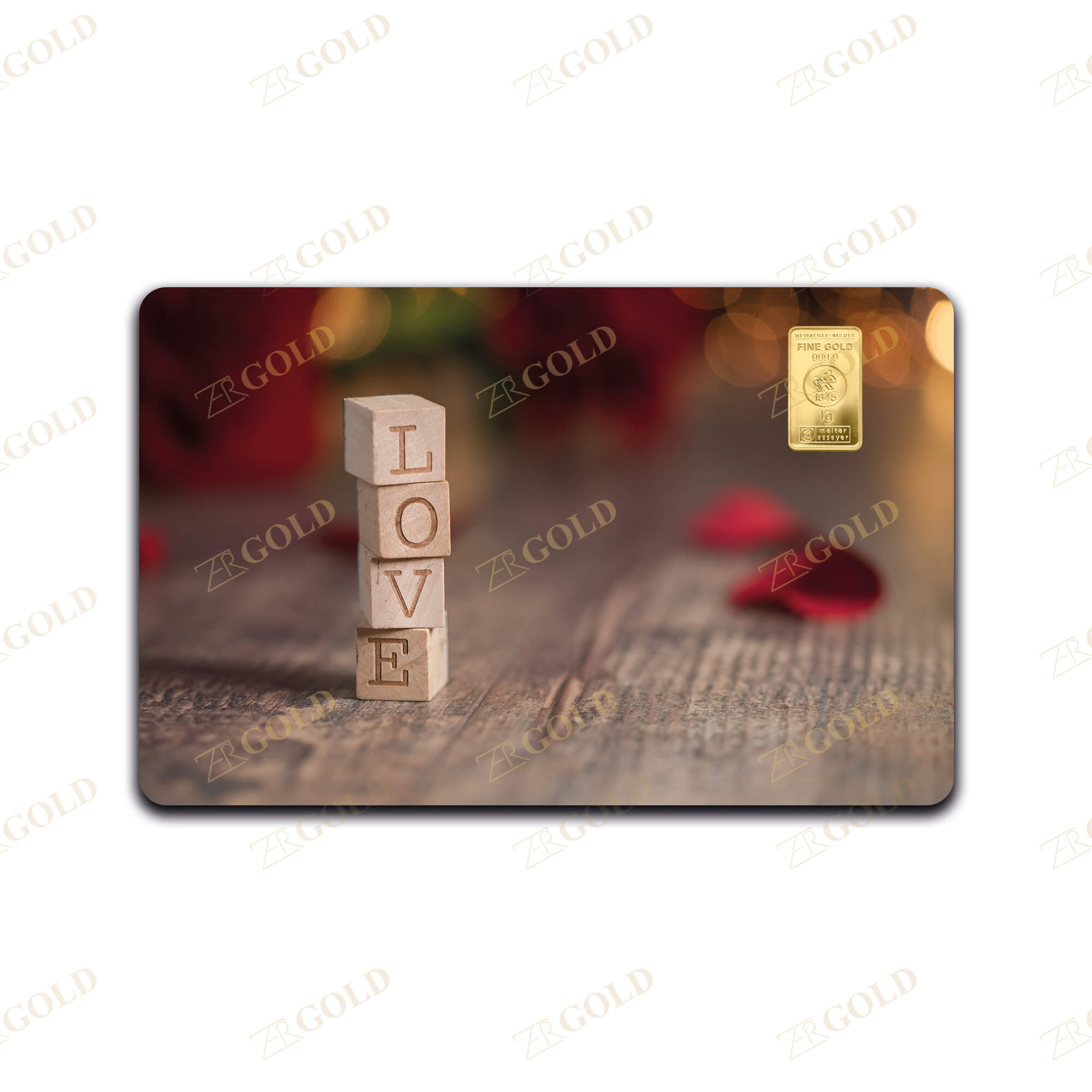 Liebe2 Geschenkkarte Liebe (3) 1g Goldbarren (999.9 Feingold) – Bild 1