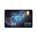Geschenkkarte Sternzeichen "Schütze" 1g Goldbarren (999.9 Feingold)